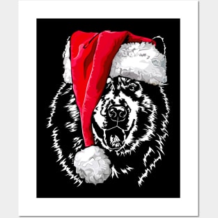 Alaskan Malamute Santa Christmas dog mom Posters and Art